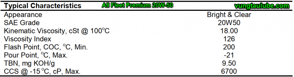 valvoline all fleet premium 20w50